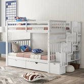 Bellemave® Full Size Bunk Bed with Shelves and 6 Storage Drawers - Bellemave